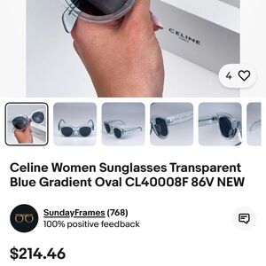 Celine Transparent Blue Gradient Sunglasses